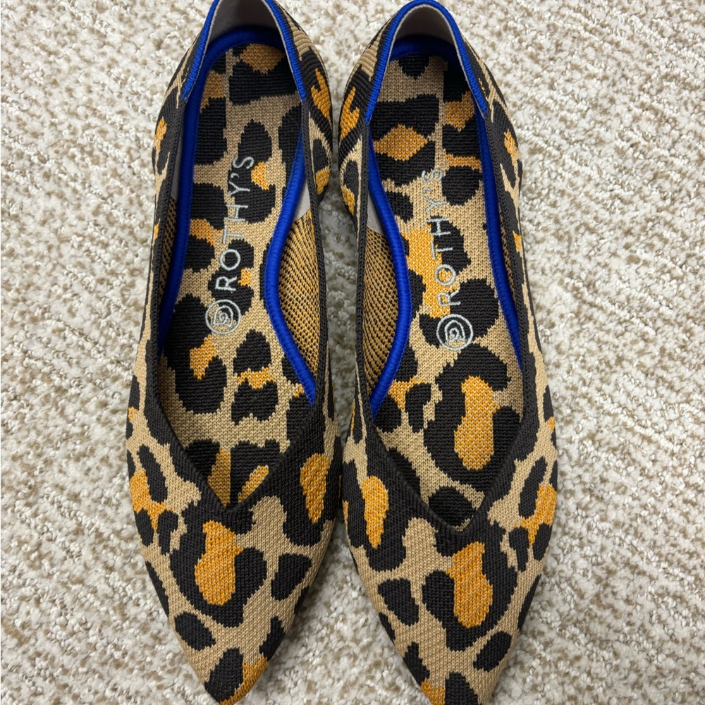 Rothy's Leopard Print Women's Shoes EUC 9.5 big cat pointed flats